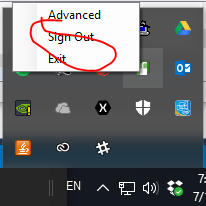 Sign Out by right-clicking AxCrypt Icon in Tray
